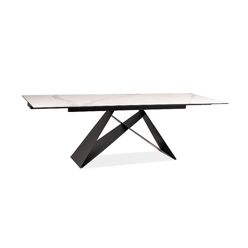 VIDOR 2 kihúzható étkezőasztal - 160x90, fehér márvány / fekete
