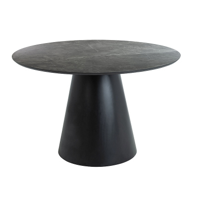 MANOLI kerek étkezőasztal - szürke márvány / fekete