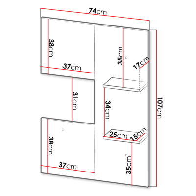 MILAGRA fali panel 74x107 - wotan tölgy / fekete