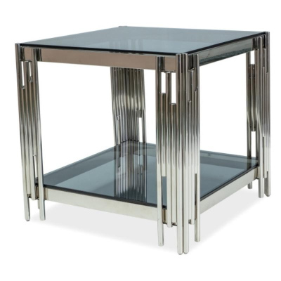 FRYDERYK kisasztal - üveg / ezüst