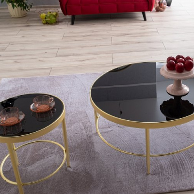 MARINUS dohányzóasztal - fekete / arany