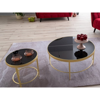 MARINUS dohányzóasztal - fekete / arany