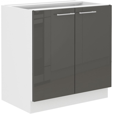 Alsó kétajtós szekrény LAJLA - szélesség 80 cm, szürke / fehér