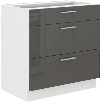 LAJLA alsó fiókos szekrény - szélesség 80 cm, szürke / fehér