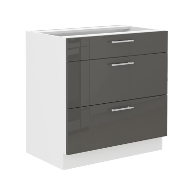 LAJLA alsó fiókos szekrény - szélesség 80 cm, szürke / fehér