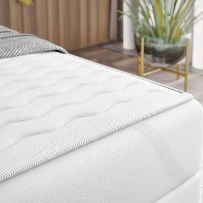 Boxspring ágy 120x200 MADENA - fekete műbőr + fedőlap és LED világítás INGYENES