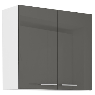 LAJLA felső konyhaszekrény - szélesség 80 cm, szürke / fehér