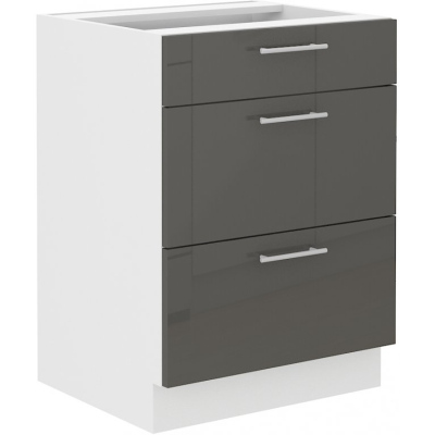 LAJLA fiókos szekrény - szélesség 60 cm, szürke / fehér