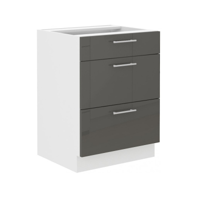 LAJLA fiókos szekrény - szélesség 60 cm, szürke / fehér