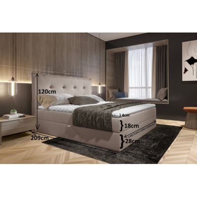 NANETA ágy tárolóhellyel - 200x200, krémszín