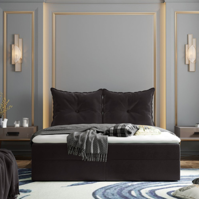 PINELOPI boxspring ágy - 160x200, sötétszürke