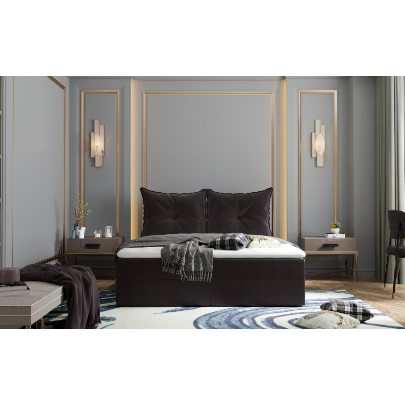 PINELOPI boxspring ágy - 160x200, sötétszürke
