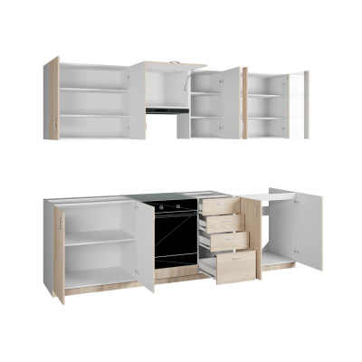 Konyha 260/260 cm ROU - sonoma tölgy / núbiai + LED világítás