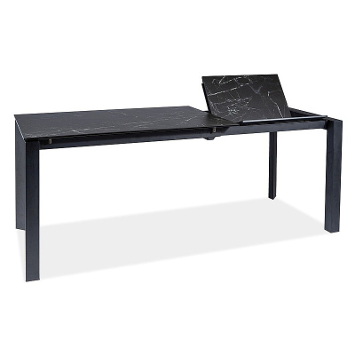 Kihúzható étkezőasztal RADMIL - 120x80, fekete márvány / fekete