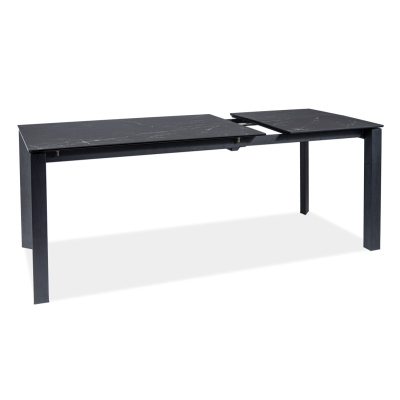 Kihúzható étkezőasztal RADMIL - 120x80, fekete márvány / fekete