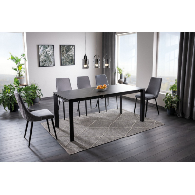 Kihúzható étkezőasztal RADMIL - 120x80, fekete márvány / fekete