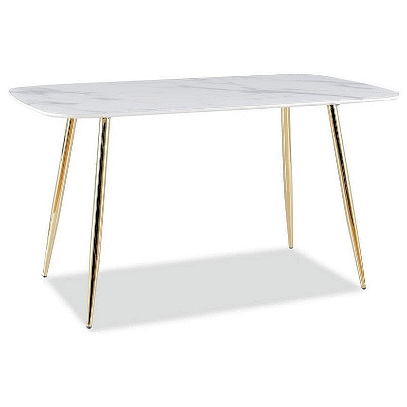 BOREK étkezőasztal - 140x80, fehér márvány / arany