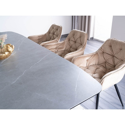 OHAN kinyitható étkezőasztal - 180x95, szürke márvány / dió