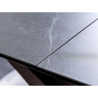OHAN kinyitható étkezőasztal - 180x95, szürke márvány / dió