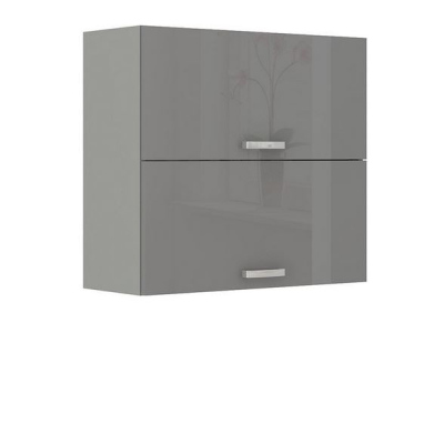 Konyha 260/260 cm RONG 4 - szürke / fényes szürke + LED, mosogató és tálalószekrény INGYENES