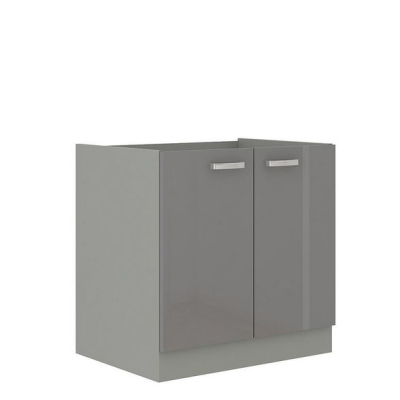 Konyha 260/260 cm RONG 4 - szürke / fényes szürke + LED, mosogató és tálalószekrény INGYENES