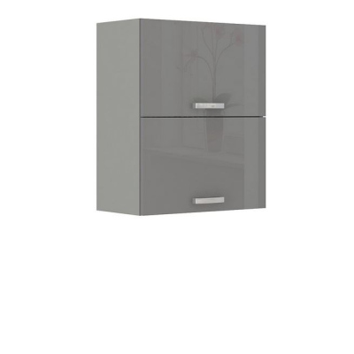 Konyha 260/260 cm RONG 4 - szürke / fényes szürke + LED és INGYENES tálalószekrény
