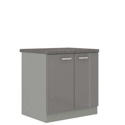 Konyha 260/260 cm RONG 4 - szürke / fényes szürke + LED és INGYENES tálalószekrény