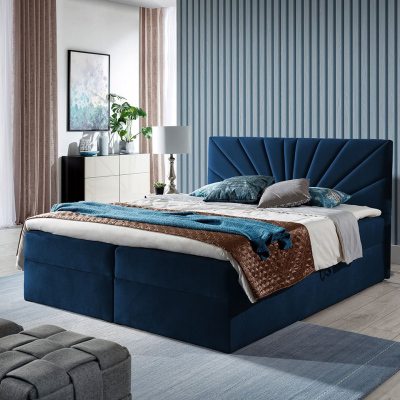 TOMASA 4 boxspring franciaágy 180x200 - kék + INGYENES topper