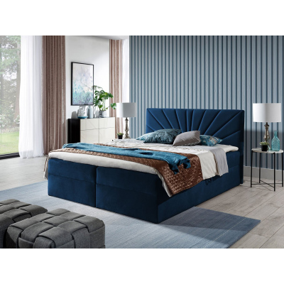 TOMASA 4 boxspring franciaágy 180x200 - kék + INGYENES topper