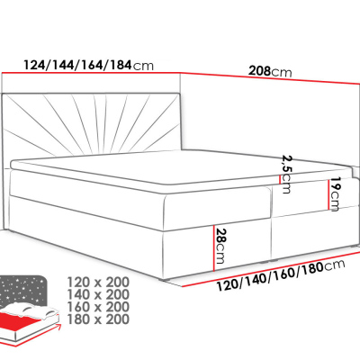 TOMASA 4 boxspring franciaágy 180x200 - kék + INGYENES topper