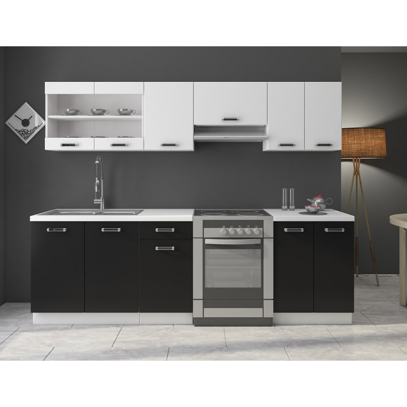 Modern konyha 240/240 cm LED világítással TAO 2 - fekete / fehér
