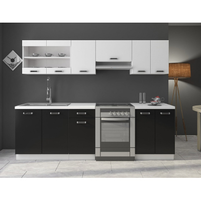 Modern konyha 240/240 cm LED világítással TAO 2 - fekete / fehér