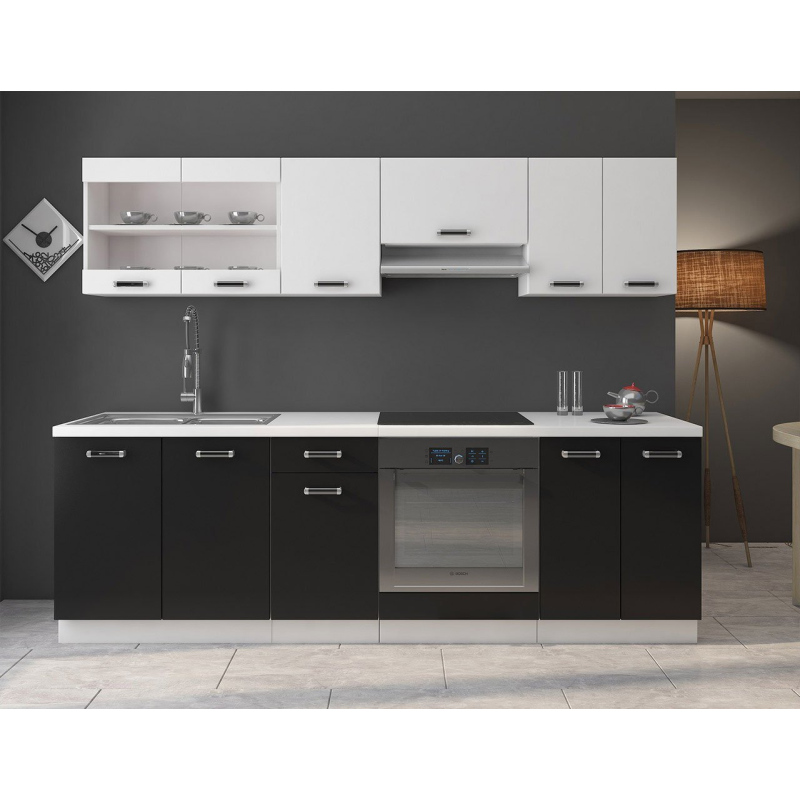 Modern konyha 240/240 cm LED világítással TAO 1 - fekete / fehér
