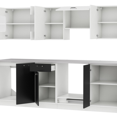 Modern konyha 240/240 cm LED világítással TAO 1 - fekete / fehér