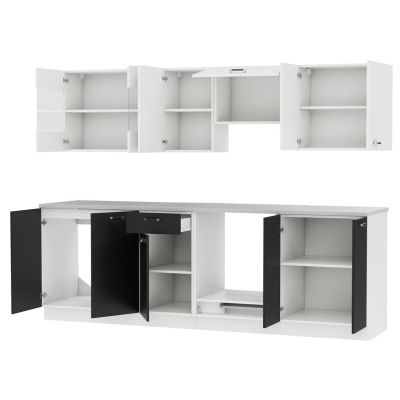 Modern konyha 240/240 cm LED világítással TAO 1 - fekete / fehér