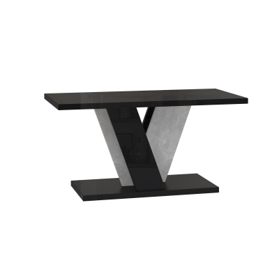 ANDREJ stílusos dohányzóasztal - fényes fekete / beton