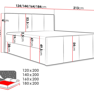 MORALA hotel franciaágy 140x200 - fekete + INGYENES topper