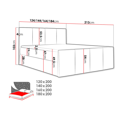 MORALA hotel franciaágy 140x200 - fekete + INGYENES topper