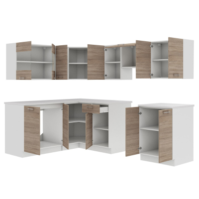Sarokkonyha 418/418 cm LIAN 2 - szarvasgomba tölgy / fehér + INGYENES LED világítás