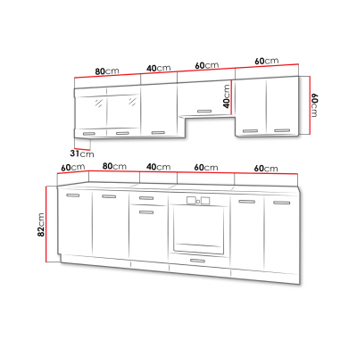 Konyhabútor 240/240 cm LIAN 1 - szarvasgomba tölgy / fehér + INGYENES LED világítás