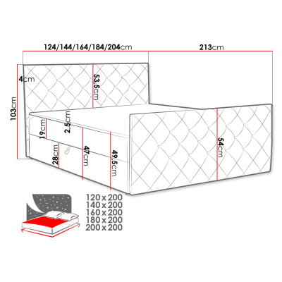 Amerikai egyszemélyes ágy 120x200 NATAL - ciánkék + INGYENES fedőtakaró