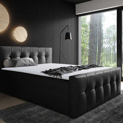 ORLIN hotel ágy 180x200 - fekete ökobőr + INGYENES topper