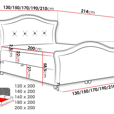 VARIEL 2 kontinentális franciaágy 160x200 - barna 1 + INGYENES topper