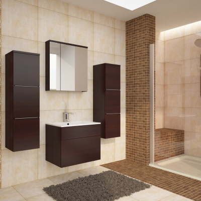 MERAF fürdőszobabútor - wenge + LED és INGYENES mosdó