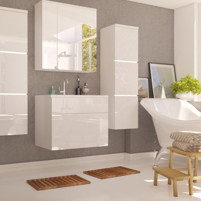 MERAF fürdőszoba bútor - fehér / fényes fehér + INGYENES szifon