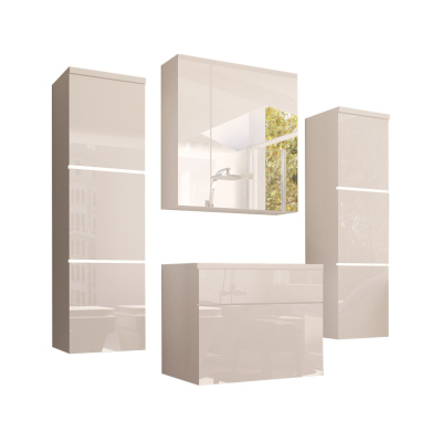 MERAF fürdőszoba bútor - fehér / fényes fehér + INGYENES szifon