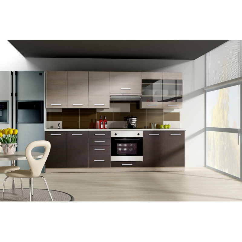 Konyhaszekrény 260/260 cm JING - ferrara tölgy / legno + LED és mosogató INGYENES