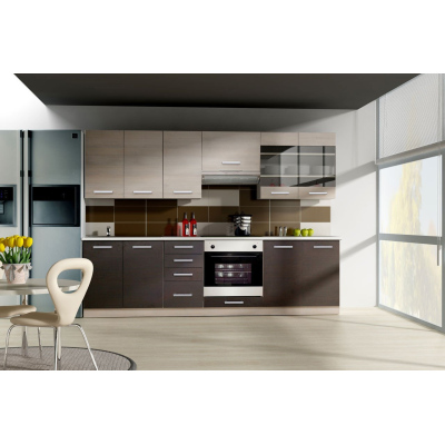 Konyhaszekrény 260/260 cm JING - ferrara tölgy / legno + LED és mosogató INGYENES