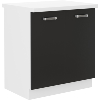 Alsó kétajtós szekrény ODONA - szélesség 80 cm, fekete / fehér