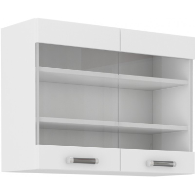 ODONA felső vitrines szekrény - szélesség 80 cm, fehér